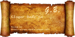 Gloger Beáta névjegykártya